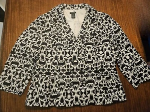 Bob Mackie Studio Jacke Damen Größe 14 Leinenmischung Blazer Oberteil schwarz weiß - Bild 1 von 15