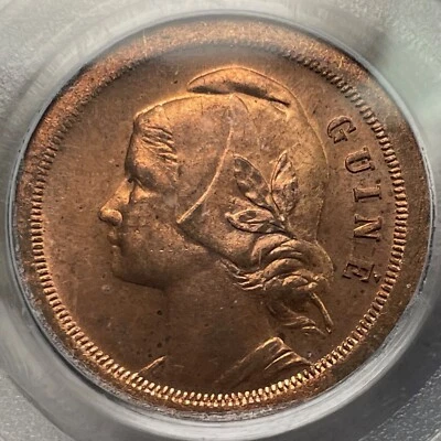 🇵🇹 🇬🇼 Portuguese Guinea Bissau 20 Centavos 1933 UNC Proof-Like PCGS MS64 RD - Image 1 of 4