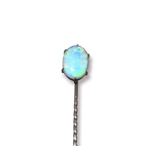 VIKTORIANISCHER ANTIKER STERLINGSILBER OPAL STICKPIN 10 MM X 8 MM NATÜRLICHER OPAL CABOCHON - Bild 1 von 6