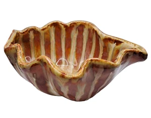 Good Earth Studio Art Pottery Nautical Sea Shell Brown Stripe Glaze Richie Watts - Picture 1 of 10