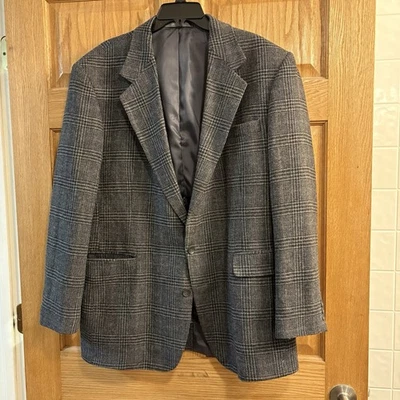 Abrigo Blazer Deportivo Haggar Imperial Gentleman’s Fit Gris Tweed Cuadros Hombre’s 46L Foto 1 de 4