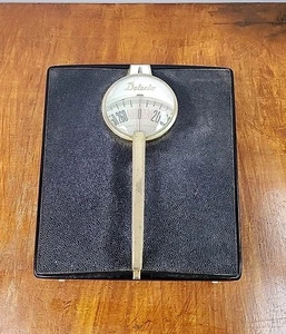 Vintage Detecto Bathroom Scale Black & Gold MCM with Handle Tested Working - Picture 1 of 9