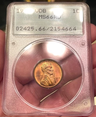 1909 VDB Lincoln Cent PCGS MS66RD OGH OLD GREEN RATTLER HOLDER - Image 1 of 2