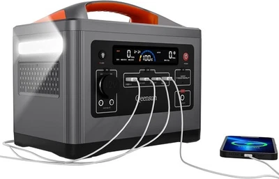 Qeensun Powerstation 700W/230V Tragbare 538Wh Stromerzeuger AC/DC/USB-Ausgang DE