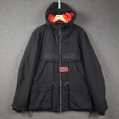 Chaqueta NAPAPIJRI Para Hombres L Grande Negra Skidoo Abrigo Parka Abierto Con Capucha Aislante Foto 1 de 4