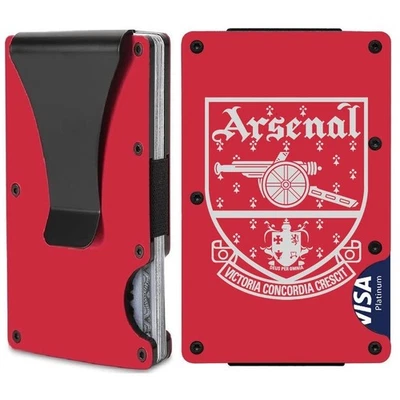 Arsenal FC Football Soccer Red Titanium Carbon Fiber RFID Blocking Wallet D7