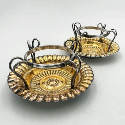 RARO PAR DE BODEGAS DE SAL GEORGIANAS PLACA SHEFFIELD c1790 Foto 1 de 4