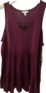 Time And Tru Maroon Flowy Tank Top NWT XL - Picture 1 of 2