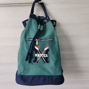 Borsa a tracolla NAUTICA marinaio marinaio verde blu tela pesante disegno corda vintage - Foto 1 di 13