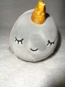Whale Narwhal Gray 5" Plush Gold Horn Snug A Babies Pixie Crush 2020 Wonderland - Picture 1 of 7