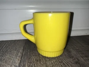 Vintage Fire King Yellow Anchor Hocking Coffee Mug Stackable Ribbed Base - Picture 1 of 4