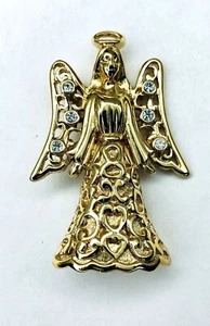 Monet Engel Kristall Strass goldfarbene Anstecknadel Brosche - Bild 1 von 2