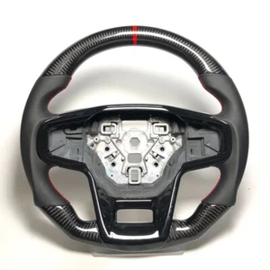 Real carbon blk leather 21~ Ford Bronco steering wheel OE core non heated - Bild 1 von 10
