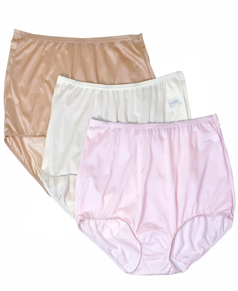 Paquete de 3 bragas para mujer Shadowline rosa marfil nude nailon calzoncillos completos ropa interior Foto 1 de 4