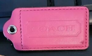 COACH Tag Pink Hangtag Leather Embossed Charm Fob Authentic