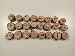 Homemade Witches Runes Celtic? 24 Pc Wooden Burned Runes - Picture 1 of 2