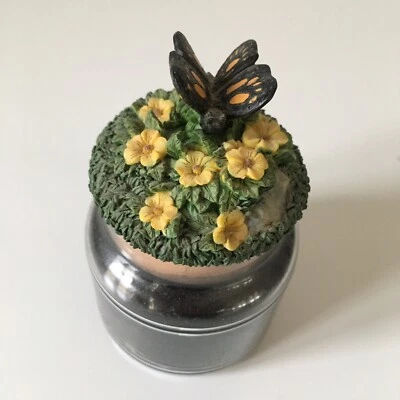Vintage Small Jar Candle Topper by Our America Butterfly & Flowers  - Image 1 of 4