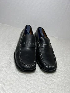Bacco Bucci Portland Men Black Leather Italian Loafer Slip on Driving Shoes Sz 8 - Picture 1 of 13