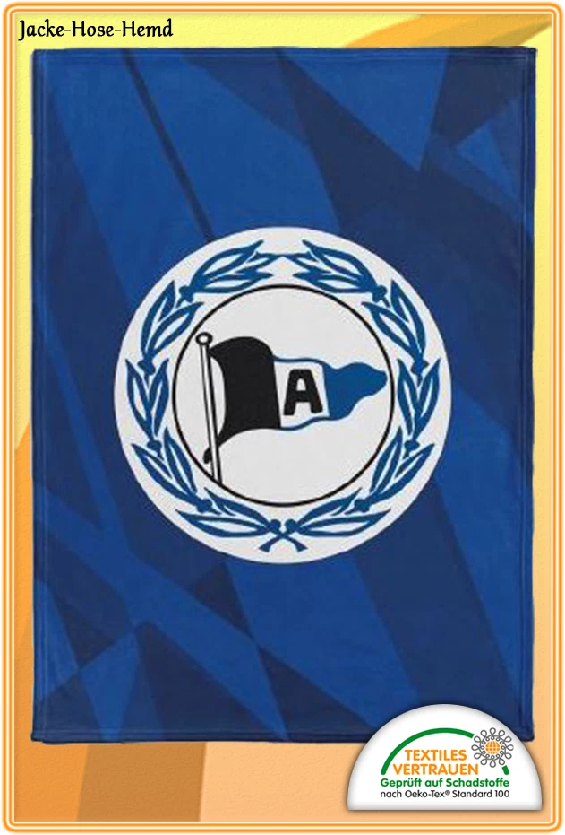 VERTRIEBSARENA GMBH Decke DSC Arminia Bielefeld Fleecedecke Logo Fahne Blau Gr:150x200cm NEU