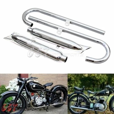 Tubos silenciadores de escape cola de pez cromados 32 HP para BMW M1 M72 R71 R12 CJ Dnepr MT12 Foto 1 de 4