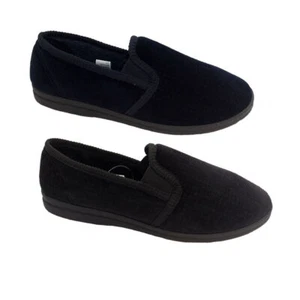 Mens Slippers Grosby Arthur Navy or Charcoal Slip on with Elastic New Sizes 6-12 - Picture 1 of 3