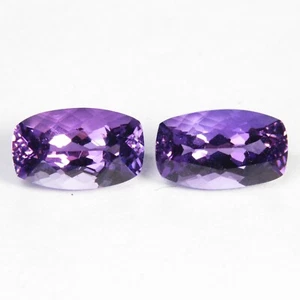 3.94Cts Shimmering Natural Amethyst Cushion Cut Matching Pair Brazil Gemstones - Picture 1 of 5
