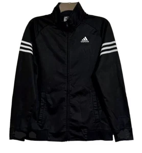 Adidas Track Jacket Full Zip Black White 3 Stripe Logo Youth Size XL (18/20) - Picture 1 of 8