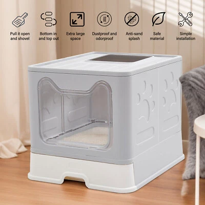 DARDVORLAG Katzentoilette Katzenklo XXL Hauben Toilette Katzen WC mit Deckel Sieb 50cm NEU