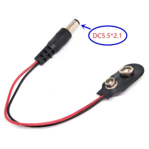 Conector de clip a presión de batería de 9 V 15 cm 150 mm cables DC5,5 * 2,1 conector de cable de alimentación - Imagen 1 de 5