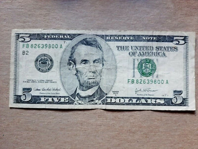 2003 A $5 DOLLAR BILL  FB82639800A - Image 1 of 4