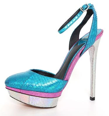 Brian Atwood Fontenay Hologram Snakeskin Platform Pump Z10621* Size 6.5 - Image 1 of 4