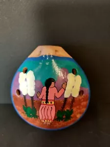 Ocarina Ancient Flute Painted Woman And Yucca plants By Sanyork - Picture 1 of 5