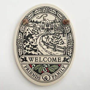 Trinity Pottery Welcome Friends & Family Winter Wall Plaque Hand Crafted USA - Picture 1 of 6