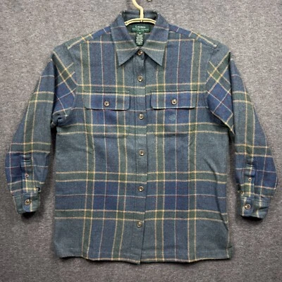 Vintage Lauren Ralph Lauren Shirt Womens Size PP Green Wool Button Up Plaid Top - Image 1 of 4