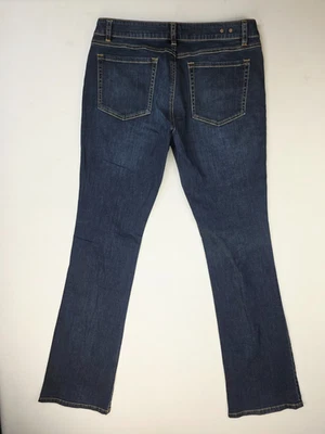 Cabi Size 12 Womens 36 Inch Ineasm Bootcut Blue Denim 5 Pocket Logo Rivits Jeans - Image 1 of 4