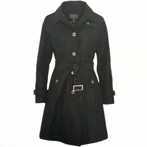 Womens S Pendleton Black Trench Coat Belted Jacket Button Waterproof Classic - Picture 1 of 14