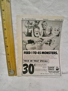 Vintage AD Dunkin' Donuts Store Chapel Hill N.C. Halloween 1974 Franklin St. - Bild 1 von 2