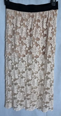 Falda Lápiz Free People Floral Encaje Rubor Rosa Midi Coqueta Pasteles GRANDE Foto 1 de 4