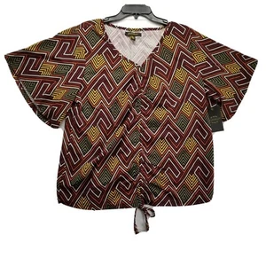 Goddess Womens Aztec Striped 1/2 Sleeve Scoop Neck Shirt Blouse Sizes S L XL - Picture 1 of 9