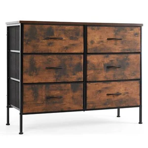 Storage Dresser with 6-Drawers Closet Chest Bedroom Living Room Fabric Bin - Picture 1 of 17