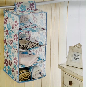 2x Scaffale Armadio Pieghevole Floreale 4 Strati Portaoggetti Organizzatore Vestiti - Foto 1 di 22