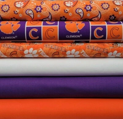 Clemson Tigers Fabric - PICK PRINT - College Cotton by the 1/4,1/2,Yard 43"W - Image 1 of 3