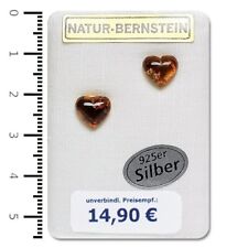 Natur Bernstein Naturbernstein Amber Ohrringe Herz Ohrstecker 925er Silber 90401