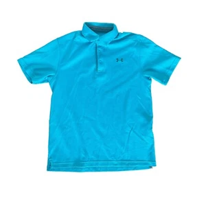 Under Armour Men's Medium Teal Blue Loose Heat Gear Polo Shirt B13 - Picture 1 of 9