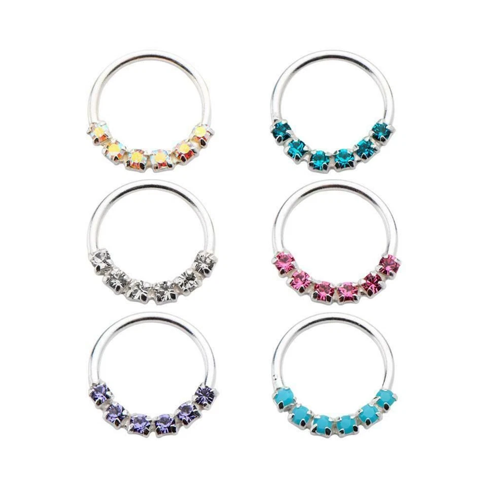 Anillo nariz cartílago oreja hélice Daith tragus tabique aro plata esterlina 5/16" 18G Foto 1 de 1