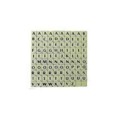 TILES IVORY/BLACK LETTERS FULL SET 100 PIECES -PLASTIC IVORY COLOURED - Image 1 of 4