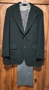Cricketeer 2 Piece Suit Vintage Mens 44 Green Jacket Check Pants 36x31 Union - Picture 1 of 23