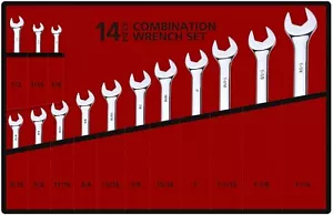 14Pc Premium Extra Long Large Size SAE Inch Combination Wrench Set, Fractional S - Foto 1 di 6