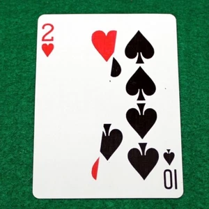 2 Hearts / 10 of Spades, Half Diagonal, Red Bicycle Gaff Playing Card Printed - Picture 1 of 2