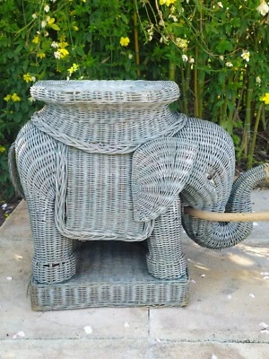Elderly Rattan Elephant Sofa End Side Table Harness Wicker - Image 1 of 4
